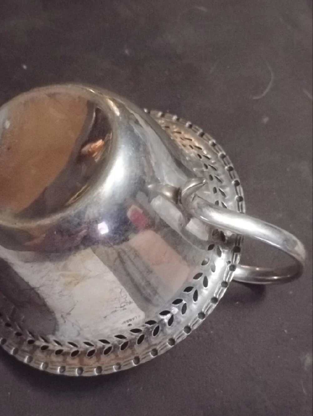 Source Unknown Silver-Tone Pierced Rim Creamer Pitcher
